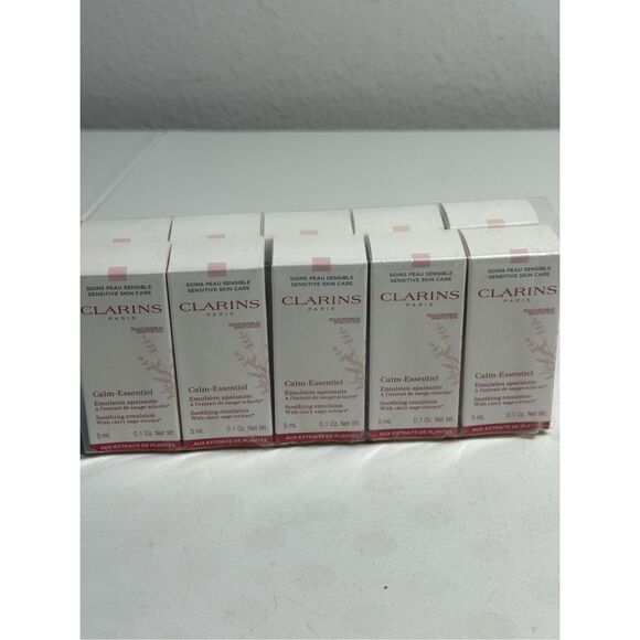 Clarins Calm Essential Cream 10 x 5 ml Soothing Emulsion Clary Sage Extract - Picture 1 of 8